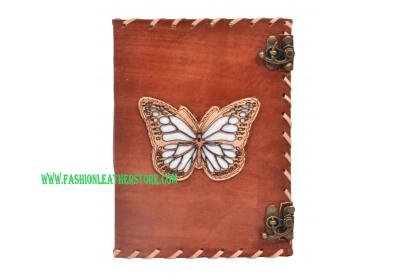 Genuine Handmade Leather Journal Antique Cut Work Design Butterfly Design Notebook